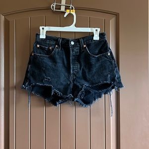 Levi Strauss 501 black denim cut off shorts